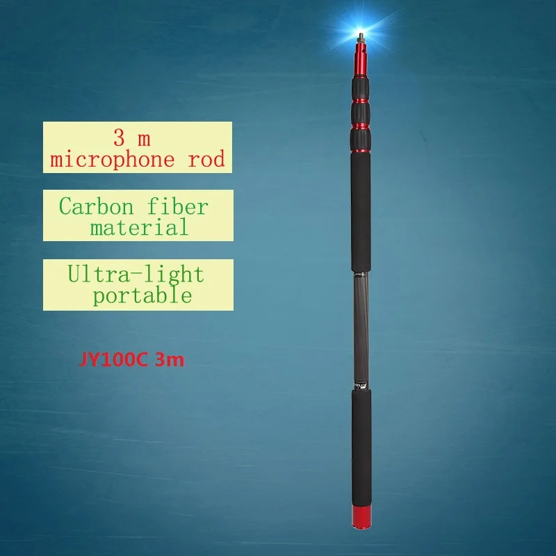 JIEYANG JY90C JY100C JY500C карбоновый микрофон полюс микрофонная стойка запись микрофонный стержень кронштейн Вспышка Speedlite палка 3 м 5 м - Цвет: JY100C 3m