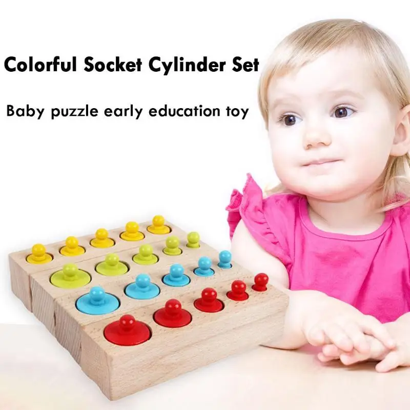 Детская игрушка montessori красочные цилиндрическая муфта комплект бука многоцветный блок
