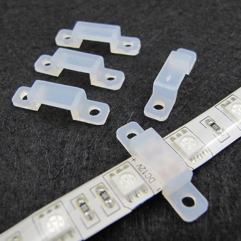 

Snap 10mm soft light clamp retaining clips silica gel 10pcs fixer silicone clip 10mm for 5030 5630 RGB LED strip light LED Clips