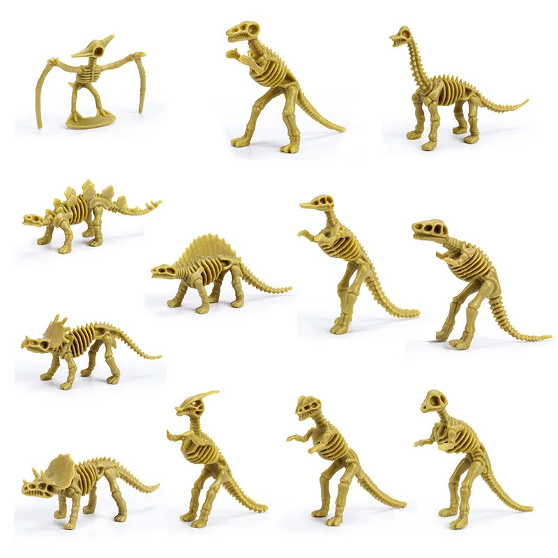 

12pcs/lot Dinosaur Skeletons Models Archaeological Excavation Skeleton Environmental Protection PVC Toys for Antique lovers gift