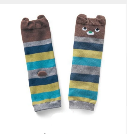 1 пара, теплые хлопковые наколенники с подогревом и 3d-изображением медведя для детей 0-5 лет, носки в полоску для мальчиков и девочек