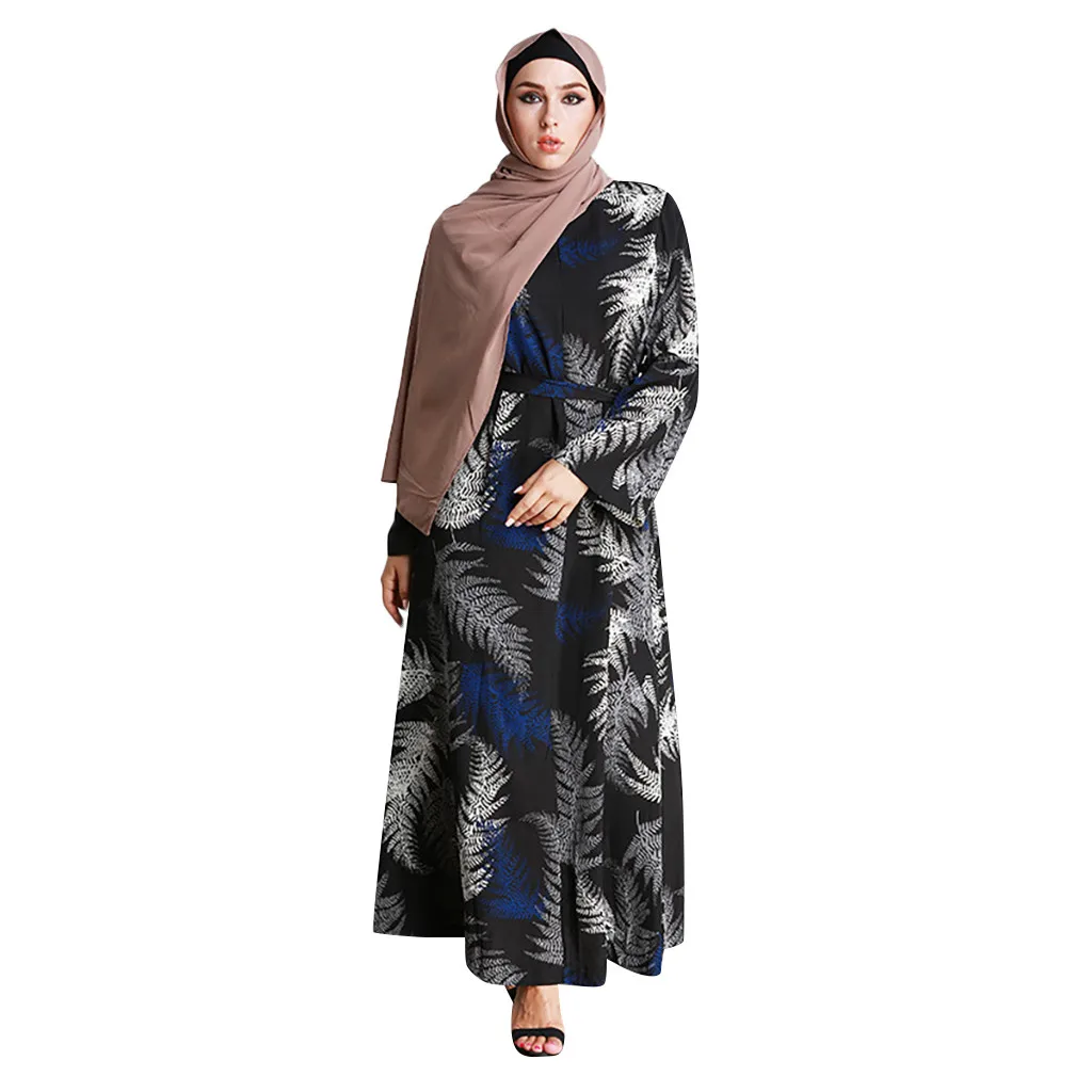 Fashion Printing Muslim Dress Women 2019 Dubai Abaya Black Islamic Clothing Long Sleeve Emboridery Muslim Abaya Kaftan Dress new