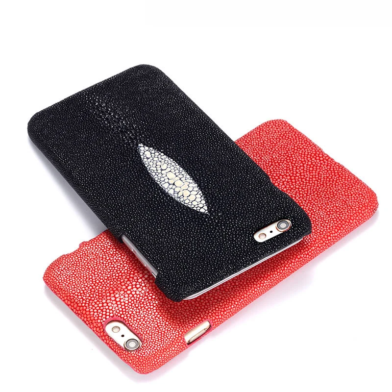 

Back Case For Apple iPhone 6 6S Plus 5.5 Top Quality Luxury Pearl Fish Skin Genuine Leather Mobile Phone Protection Rear Cover