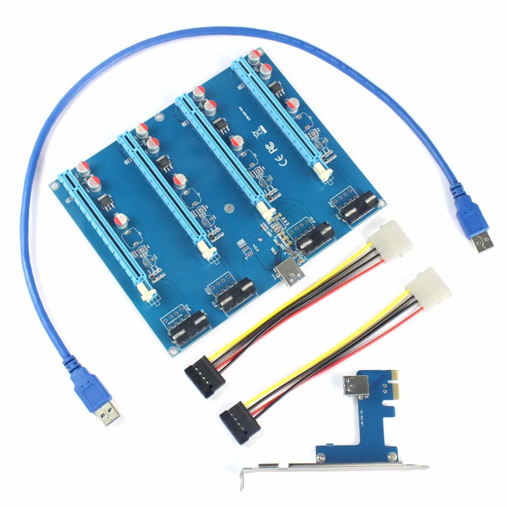 

PCI-E Adapter Card 1 to 4 1X to 16X Riser Mining Card Connector for PC Computer