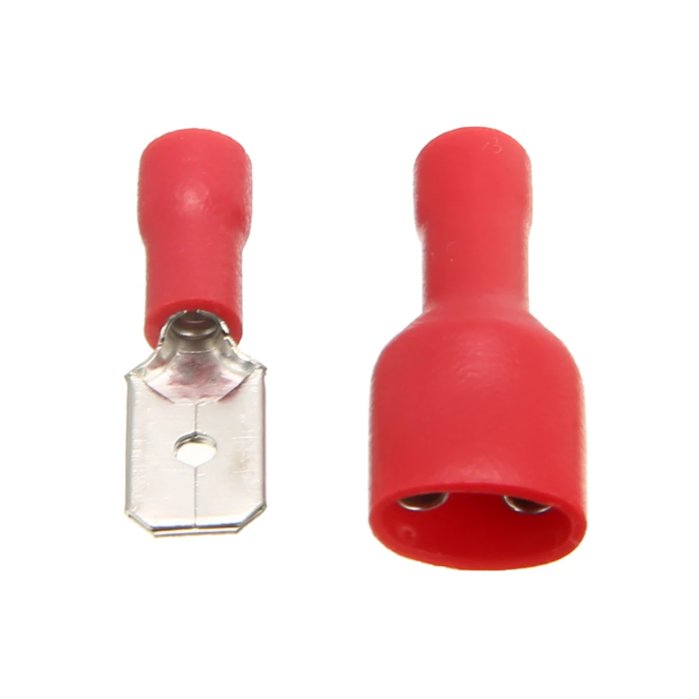 

MAYITR 100Pcs/set Male+Female Mixed Fully Insulated Spade Crimp Terminal Connectors 22-16AWG Electrical Wiring Connector