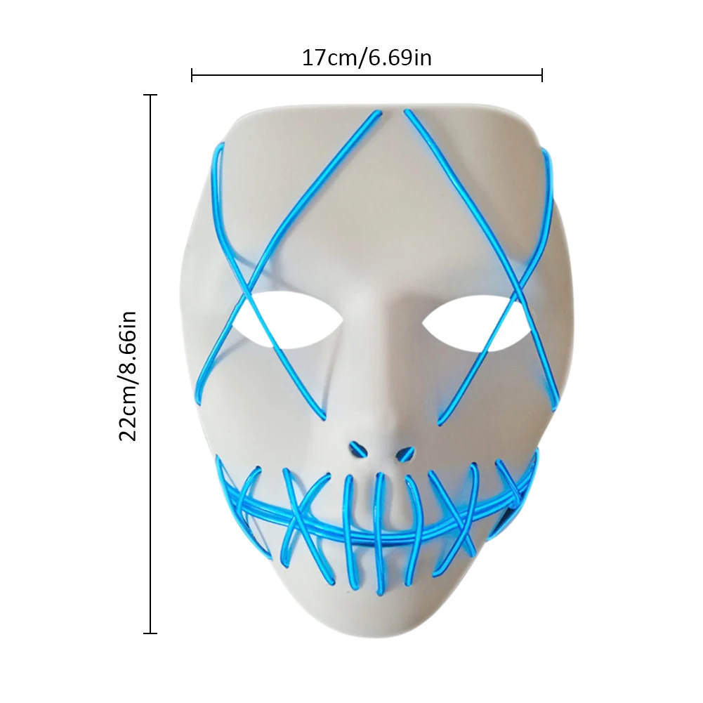 Хэллоуин Shuffle танец Световой Маска EL холодный свет декоративное освещение призрак лица Опора Косплэй светодио дный Glow страшно EL Wire свет G