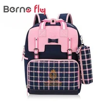 Neue Kinder Mädchen Schultaschen Für Kinder Orthopädische Wasserdicht Rucksack Kind Plaid Casual zurück Tasche Mochila Escolar 4 farben