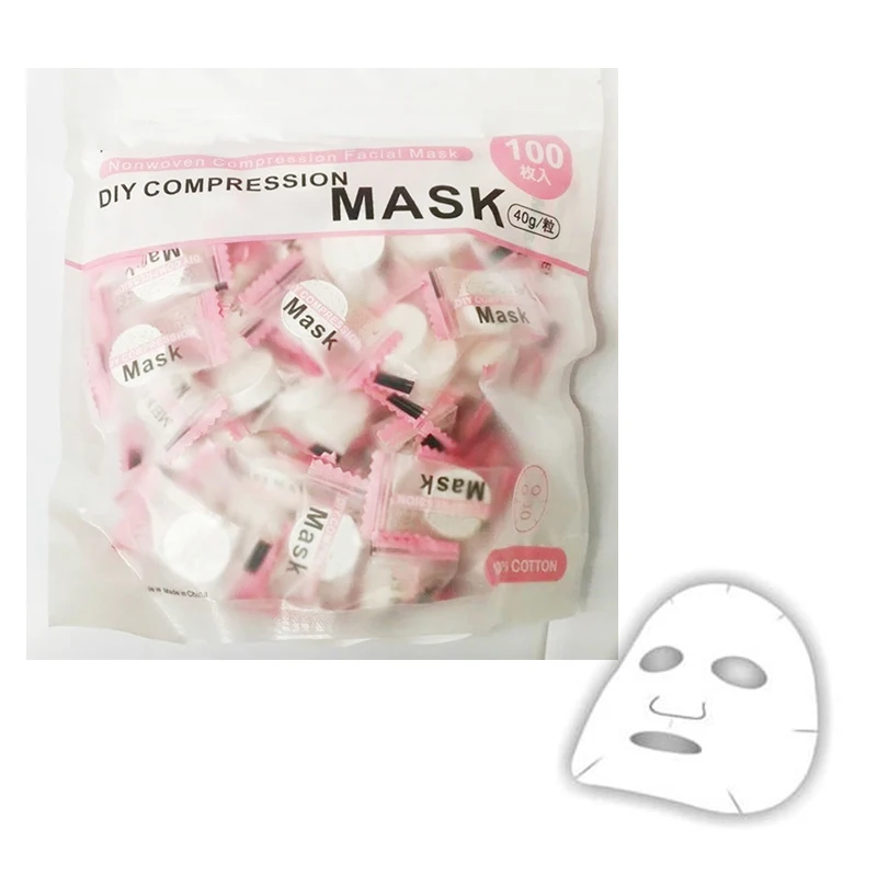 100pcs/pack Compressed Mask DIY Spunlace Cotton Facial Mask Natural