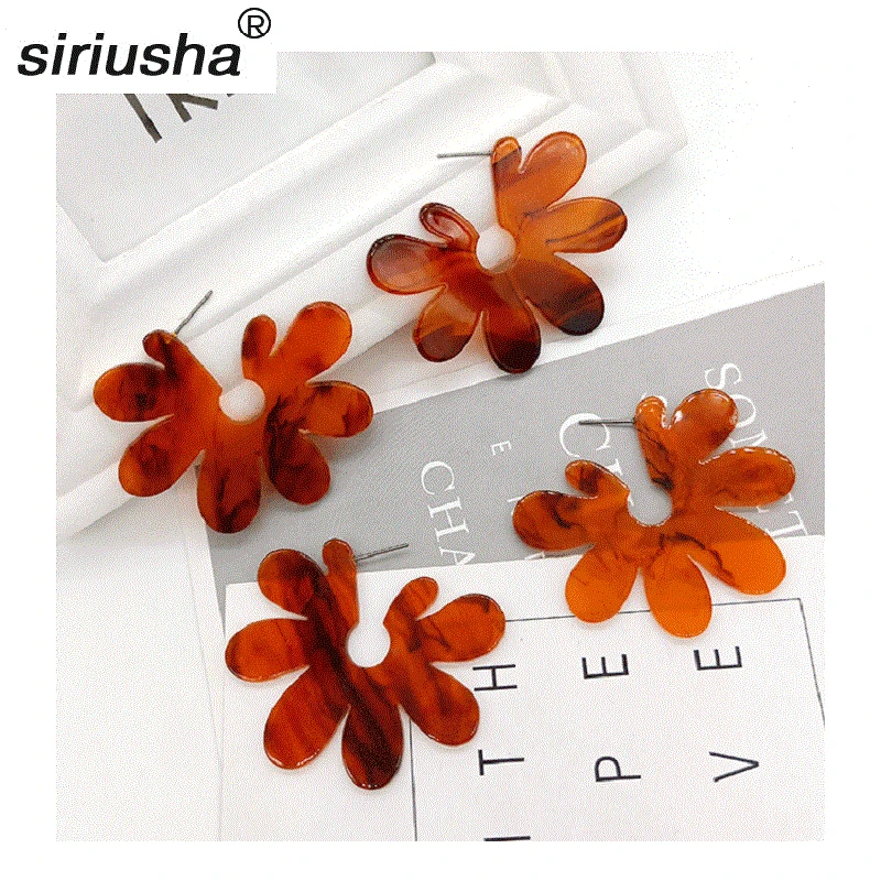

Exaggerated Large Flower Earrings Fashionable Acetic Acid Material Acrylic High-End Creative Craftsman Making Ear Jewelry S055