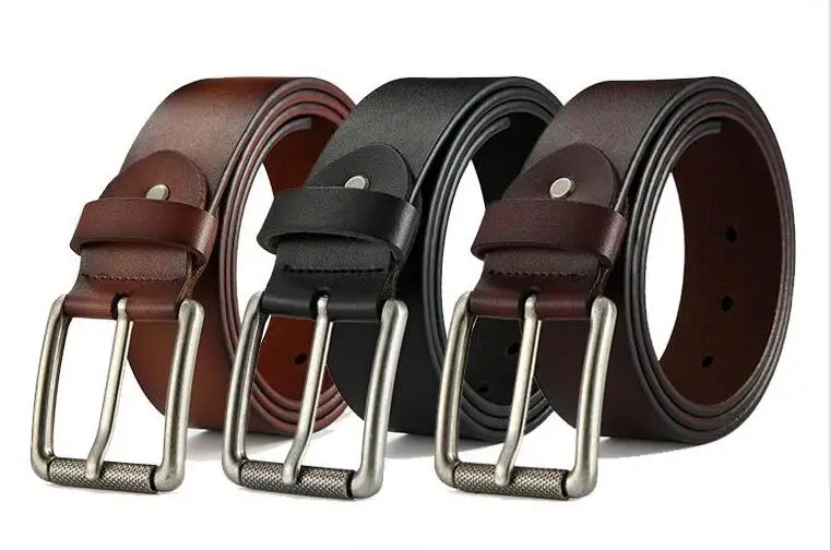 Leather belt men's jeans simple alloy pin buckle men's leather belt