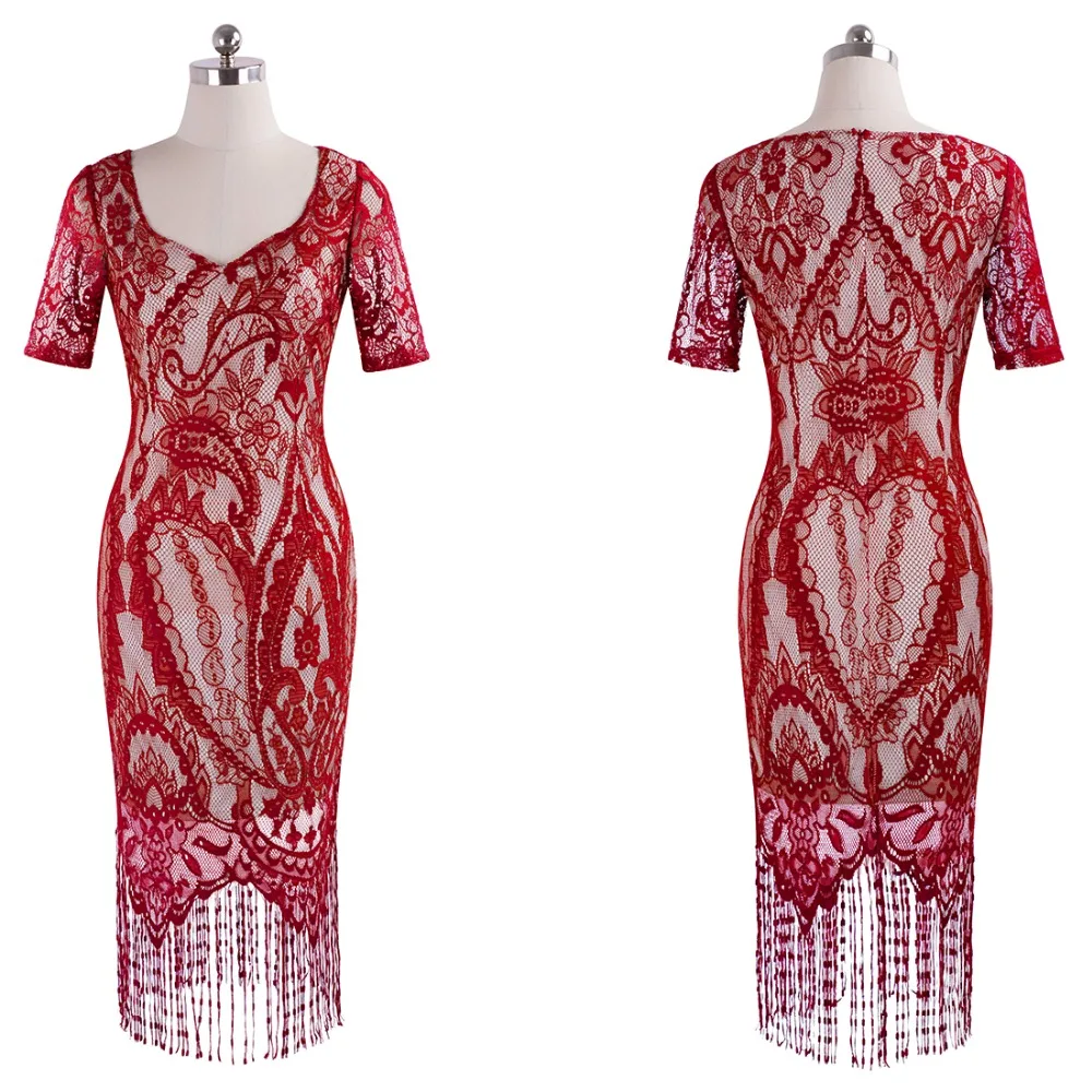 Women Summer Vintage Elagant Ladylike Fringe Tassel Hemline Graphic Flower Lace Pattern Short Sleeve Bodycon Women Dress EB337 Women Summer Vintage Elagant Ladylike Fringe Tassel Hemline Graphic Flower Lace Pattern Short Sleeve Bodycon Women Dress EB337