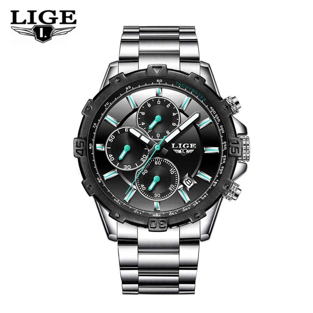

LIGE Fashion Sport Men Watches 3ATM Water-resistant Quartz Watch Luminous Man Wristwatch Male Relogio Musculino Chronograph