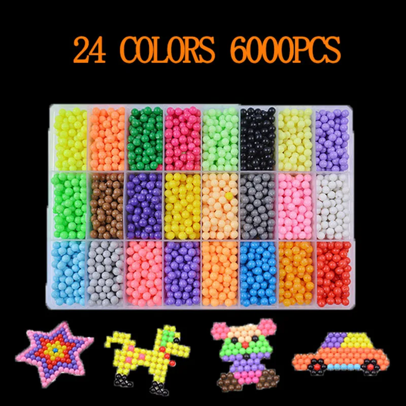 6000 pcs DIY Magic beads Animal Molds Hand Making 3D Puzzle Kids Educational beads Toys for Children Spell Replenish 7