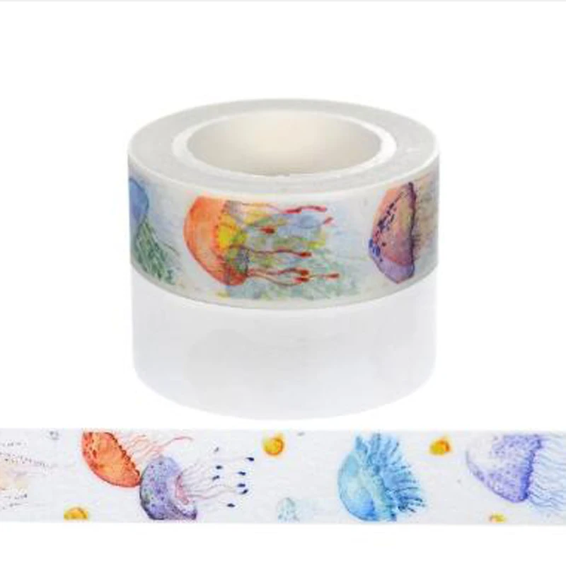 

10m*15mm Creative Colored Jellyfish Washi Tape Adhesive Tape School Office Supplies DIY Scrapbooking Decorative Sticker Tape