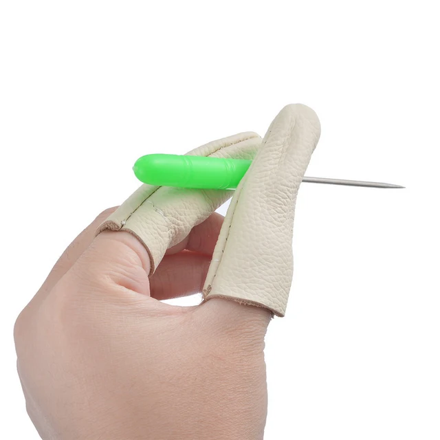 1Set(2PCs) Leather Finger Cots Felting Needle Tool For Finger Thimble