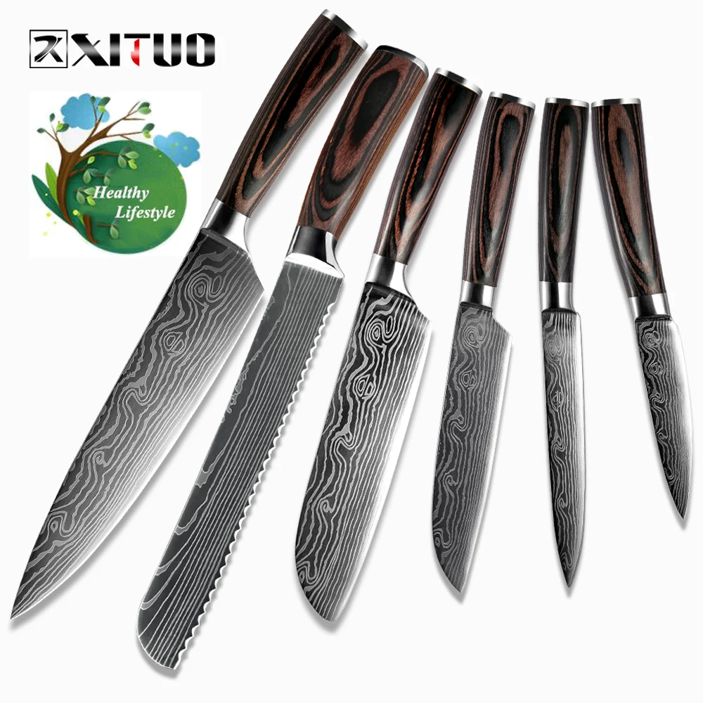 

XITUO Professional Chef Knife 6PCS High Carbon Stainless Steel Kitchen Knife Set Chef's Knife Sharp Blade Cooking Slicing Knife