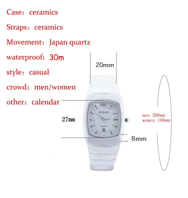 RGENS оригинальные женские керамические наручные часы, кварцевые женские часы, квадратные повседневные водонепроницаемые наручные часы, роскошные часы с бриллиантовым номером 5508