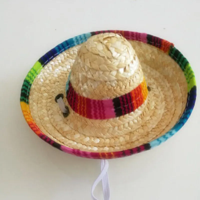 

1PC New Arrival 2019 Multicolor Pet Straw Hat Dog Cat Mexican Straw Sombrero Hat Pet Adjustable Buckle Costume Dropshipping