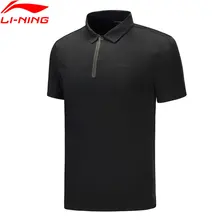 Li-Ning, мужские тренировочные футболки поло с коротким рукавом, 86% полиэстер, 14% спандекс, спортивные футболки с подкладкой, обычная посадка, футболки APLP027 MTP498