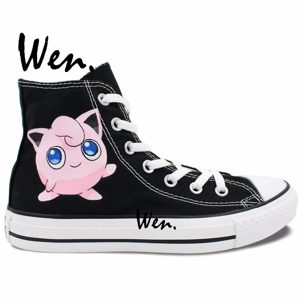 

Wen Black Design Custom Hand Painted Shoes Pokemon Pocket Monster Jigglypuff Anime High Top Men Women's Canvas Sneakers