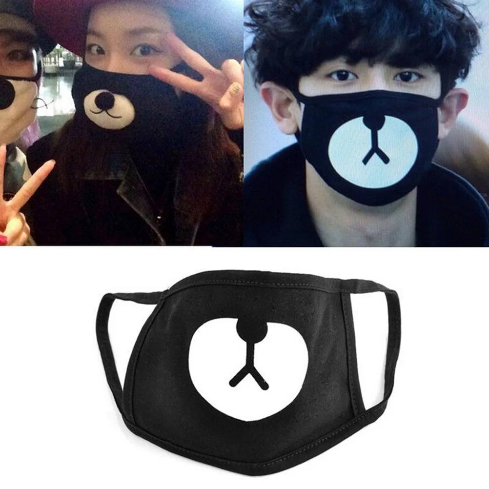 Unisex Anti-Dust Black Cute Bear Cotton Mouth Face Mask Respirator for Cycling