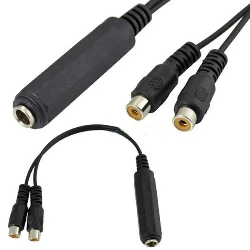 20cm Stereo 1/4&quot 6.35mm Female Jack to Dual RCA Plug Y Splitter Cable | Компьютеры и офис