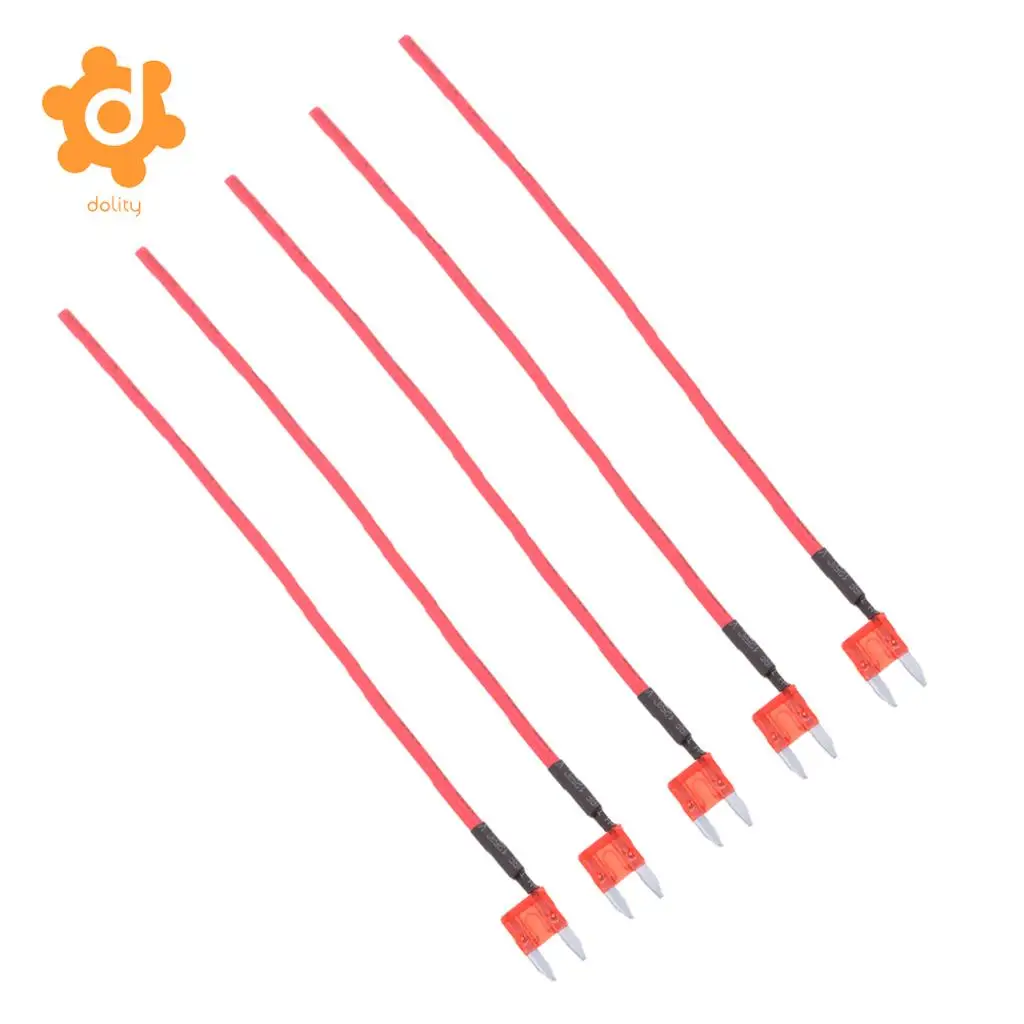 5 Pieces Car Truck Boat 10A 32V ATM APM Mini Blade Fuses with 16 AWG Wire