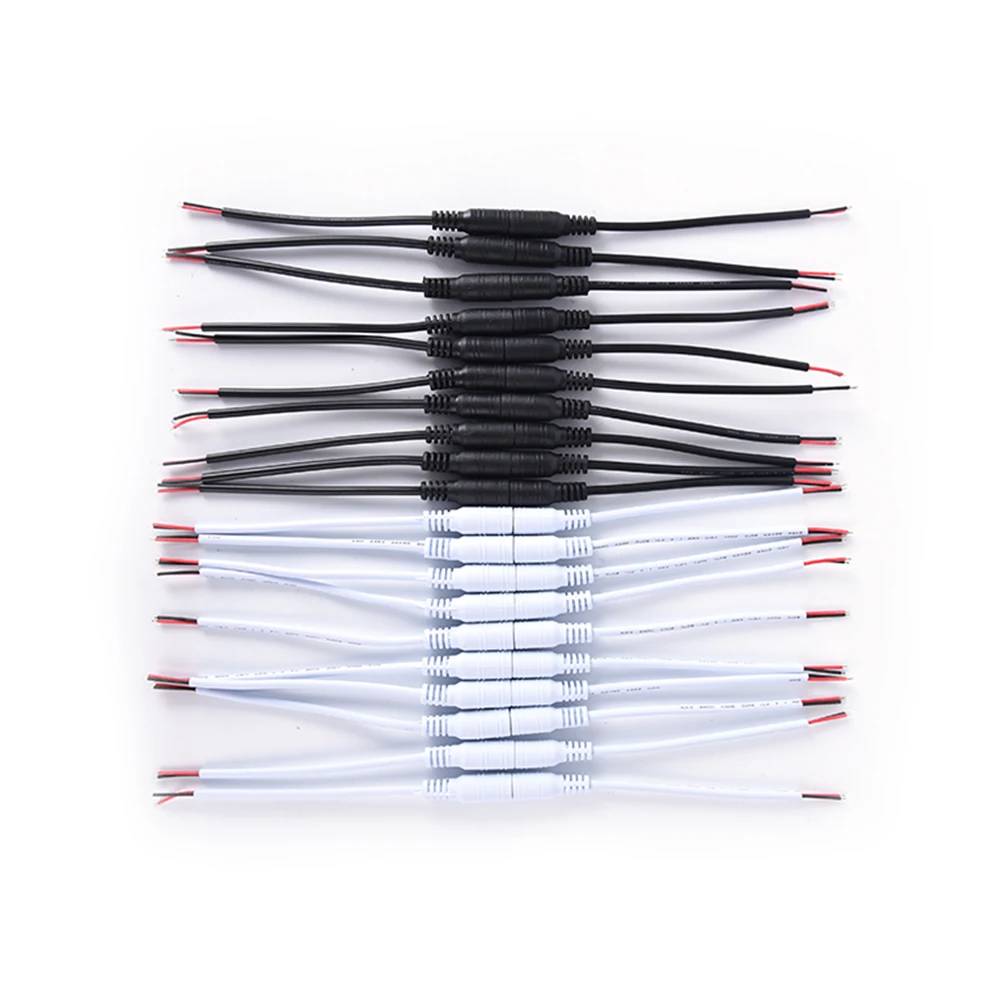 DC Female/male 5.5x2.1 Connector Plug Cable Wire Connector For 3528 5050 LED Strip Light Led Power Supply Plug Connect