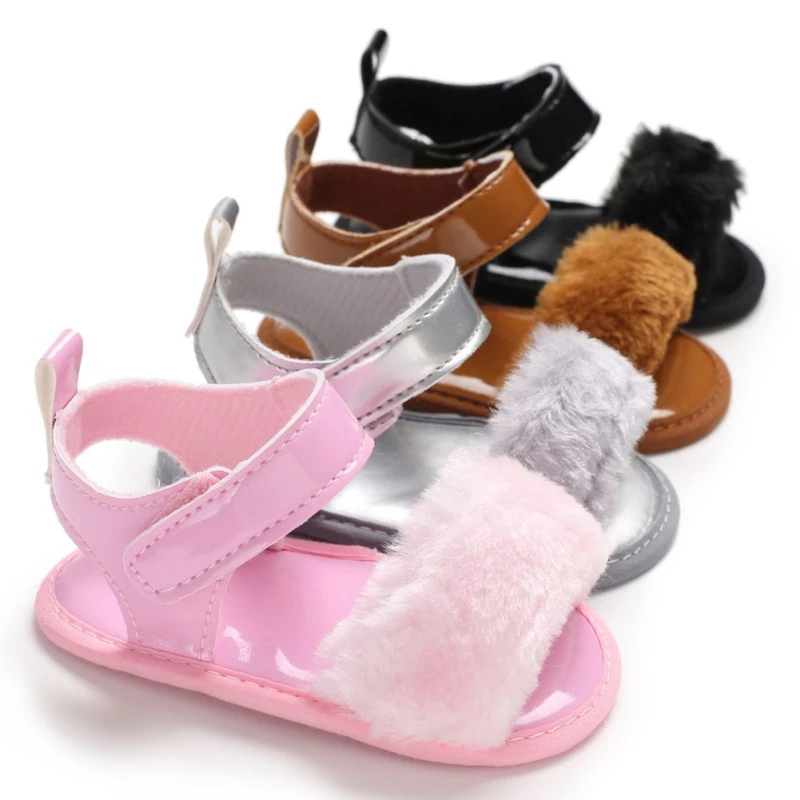 Детские сандалии с мехом милые детские сандалии для девочек детская обувь лето малыш принцесса нескользящая обувь для девочек детские