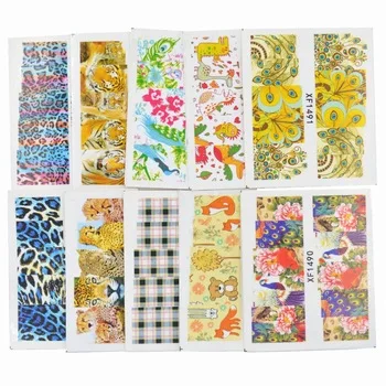 50 Sheets Mixed Styles Leopard Flower Lattice Designs DIY Decals Nails Art Water Transfer Printing Stickers Tools For Nails