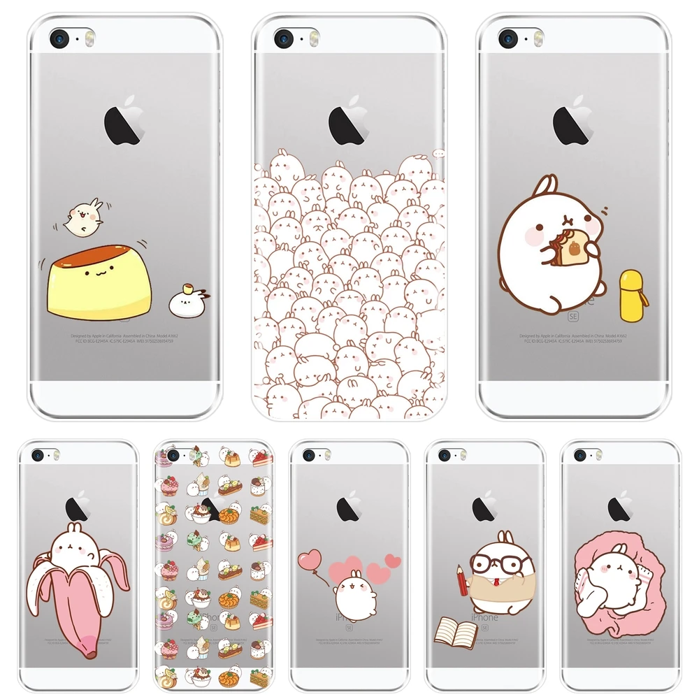 Забавный чехол для телефона из ТПУ Kawaii с милым кроликом мультфильма силиконовый