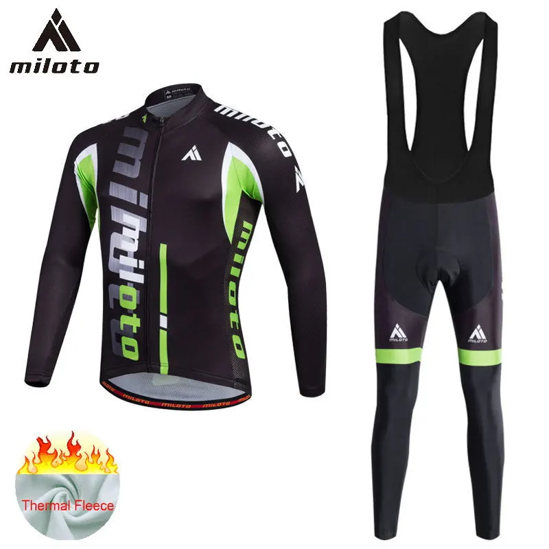 

MILOTO Thermal Fleece Cycling Set Winter Bicycle Trousers MTB Downhill Uniform GEL Cycling Clothing Cycling Winter Men's Set