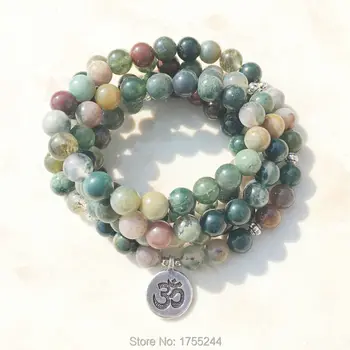 

SN1034 Hot Sale Aliexpress Women`s Wrap Bracelet Trendy India Stone Necklace 108 Mala Fancy Beads Breaclet