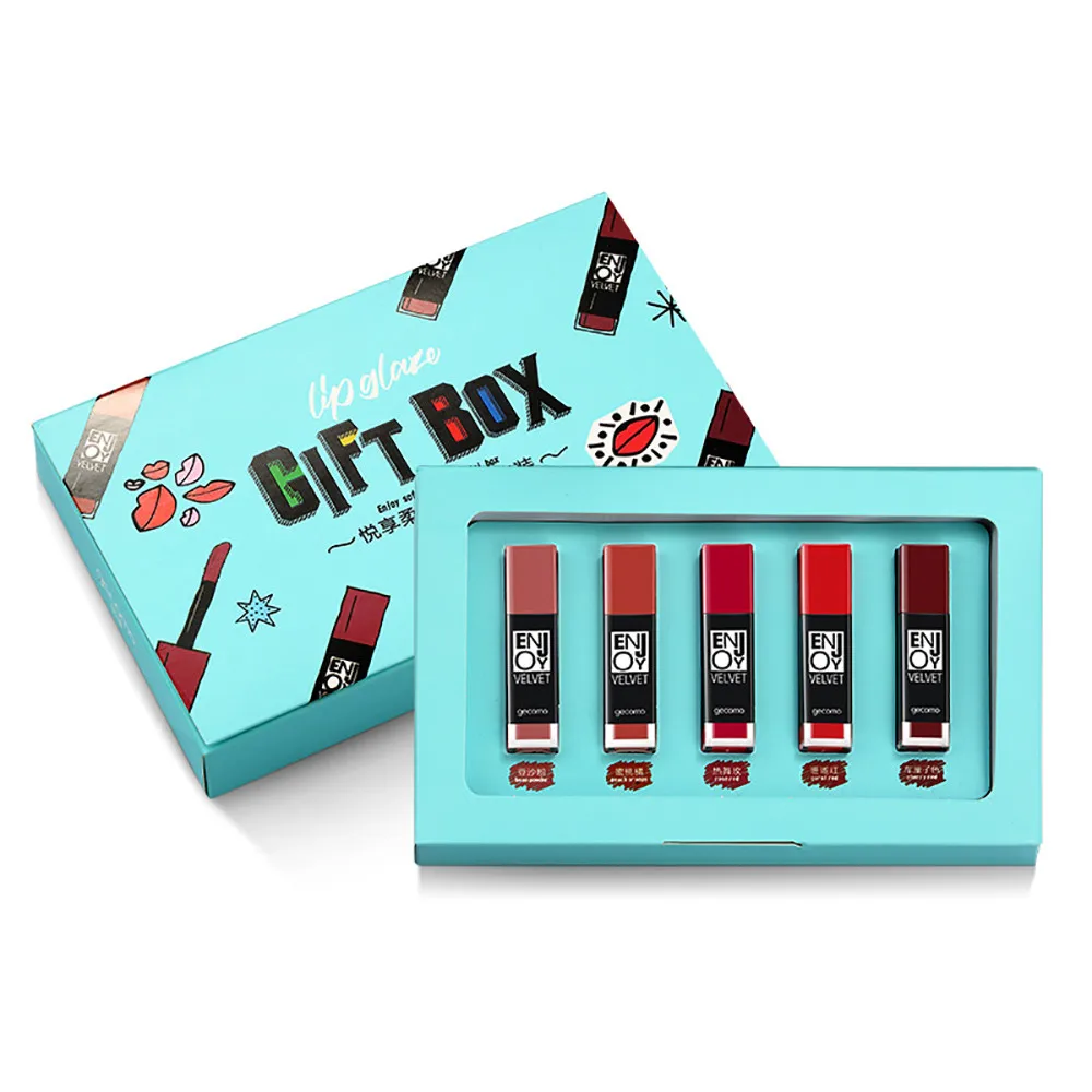 

5PCS Matte Lipstick Set Waterproof Moisturizing Long Lasting Lip Gloss Nude Velvet Pigment Batom Women Fashion Lip Makeup