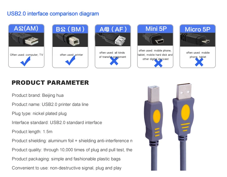 9USB 2.0 Extension Print Cable Type A Male To B Male 1.5M 3M 5M 10M  Sync Data Scanner USB Print Cable for Printer HDD(China).jpg