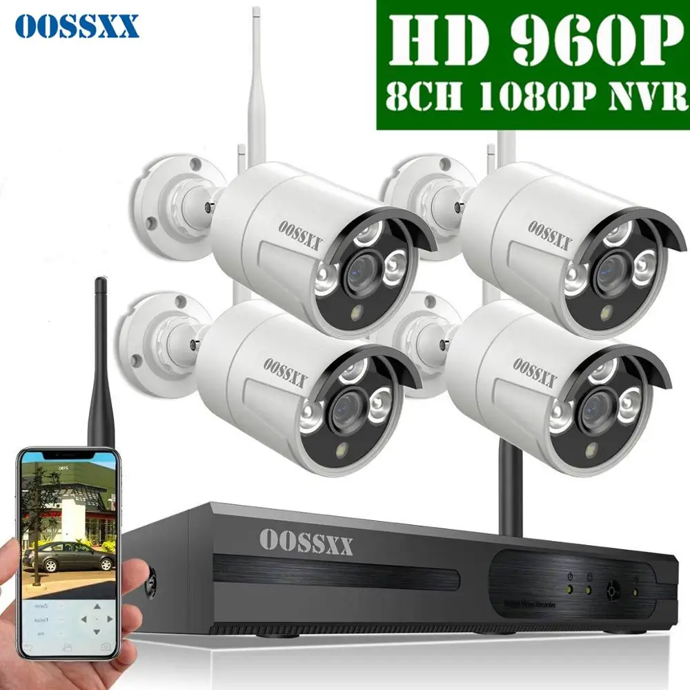 

Security Camera System Wireless 8CH 1080P NVR Kit 4pcs 960P(1.3M) Outdoor CCTV Wireless IP66 Camera Video Surveillance by OOSSXX