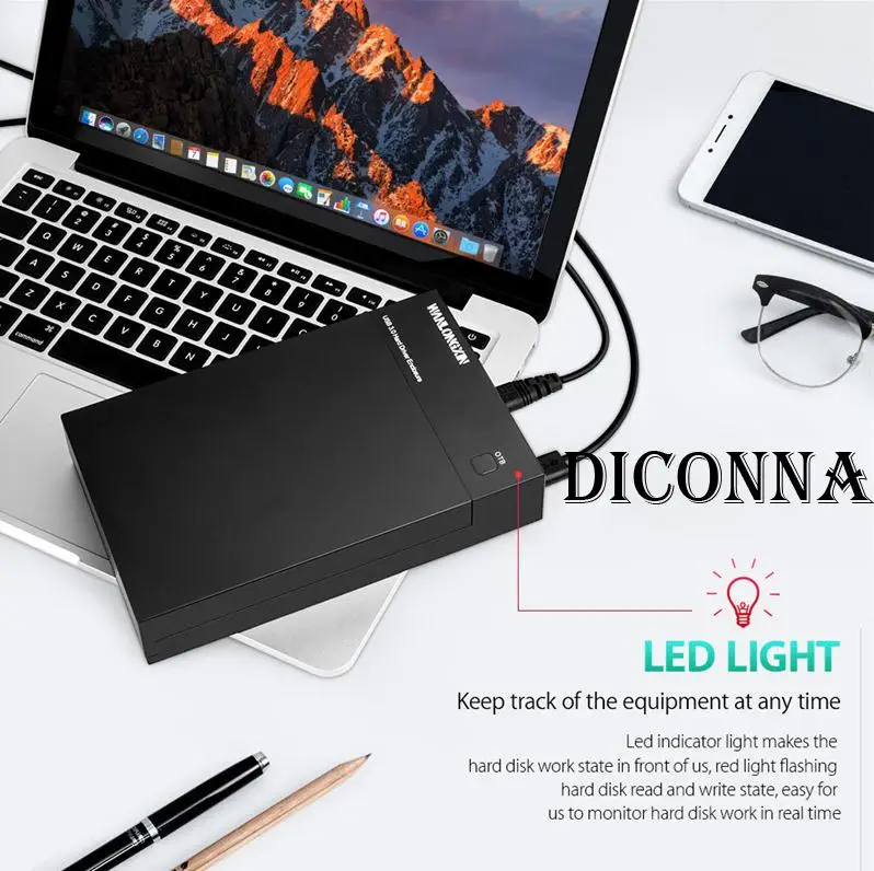  Carcasa HDD de discos en blanco 35 pulgadas USB 30 serie DISCO DURO caja externa enchufe y conector