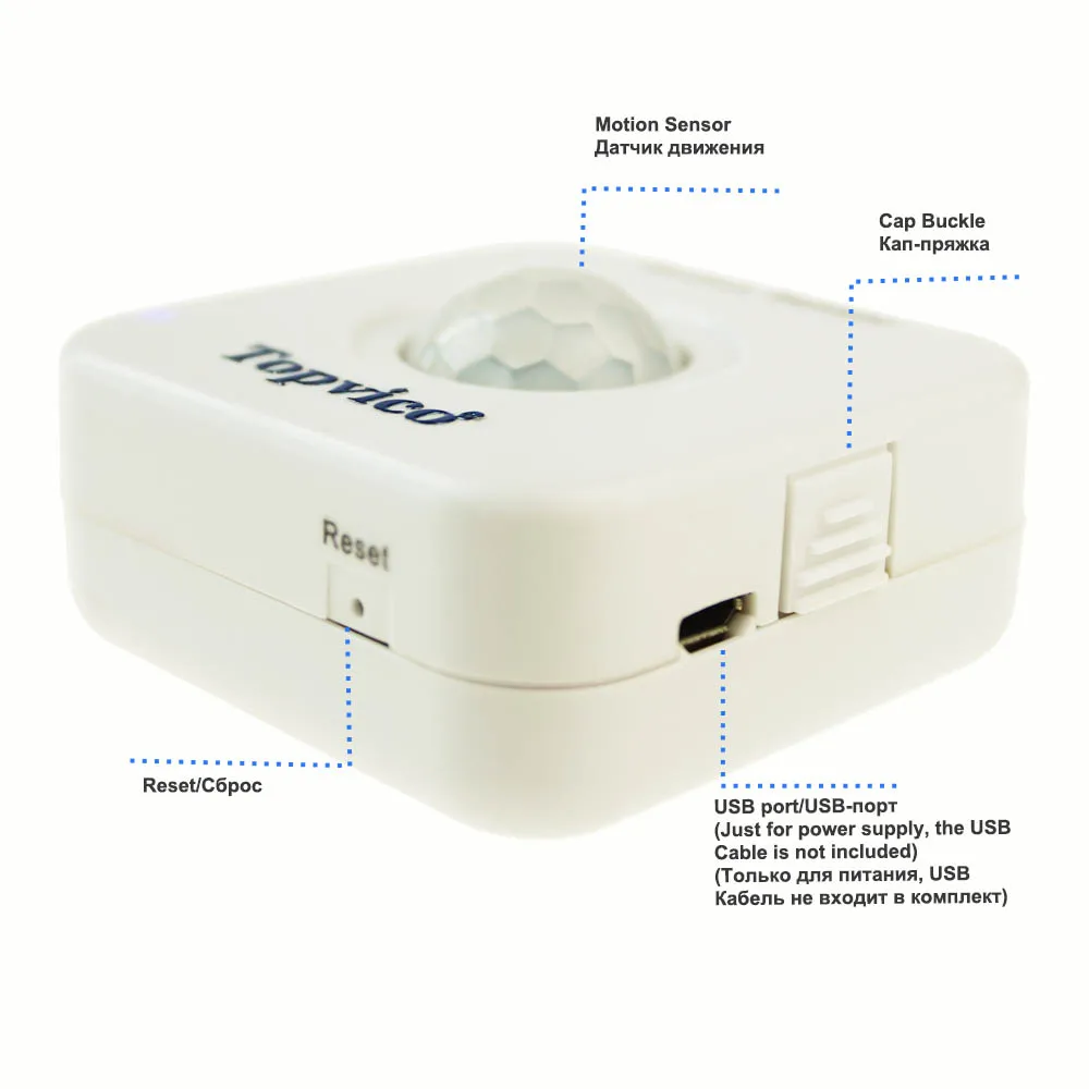 Topvico WIFI Motion Sensor Mini PIR Movement Sensor Motion Detector Sensor Alarm Wireless Home House Security System