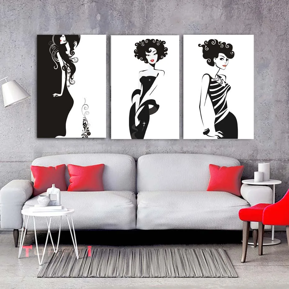 Fashion Modern Vogue Sex Lady Black White Poster&Prints Canvas Painting For Girl Women Bedroom Wall Art Mural Picture Home Decor (5)