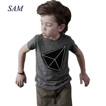 

2019 Kids Summer Cotton Short-sleeved T-shirt Geometric Shapes Personalized Fashion T-shirt Boys and Girls Wild Shirt