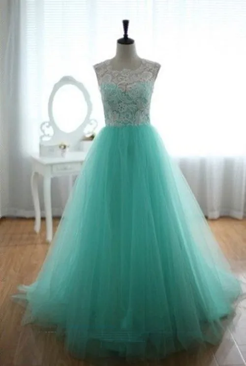 2014 Newest In Stock Light Blue High Neck Sleeveless Long Prom Evening Dresses real picture | Свадьбы и торжества