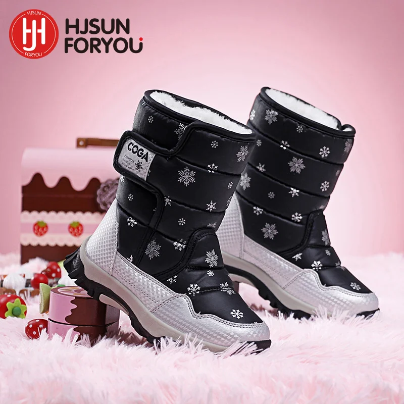 Online 2019 Brand winter children shoes girl and boy boots water proof leather kids snow boots plush waterproof fashion shoes