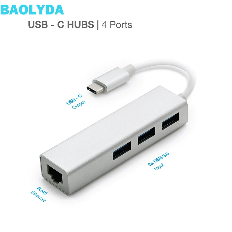Baolyda USB-C HUB USB C to Ethernet Type Lan Adapter for MacBook Pro ChromeBook Pixel iPad Pro2018 etc | Электроника