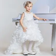 Платье с цветочным узором для девочек, короткое спереди и длинное сзади белые вечерние платья для девочек 3, 4, 6, 8, 10, 12, 14 лет, одежда для девочек, SKF154002