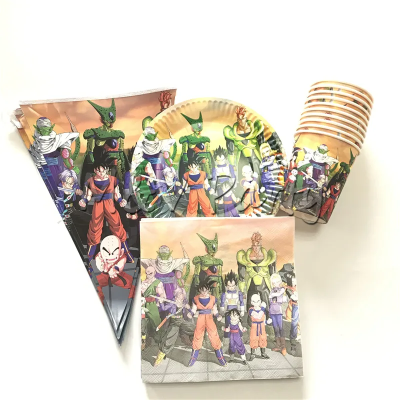 50 шт./лот Dragon Ball стиль вечерние одноразовой посуды флаг салфетки, тарелки чашки набор Baby Shower вечерние поставки