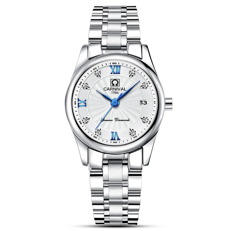 Новые простые часы Лидирующий бренд карнавал кварцевые для женщин часы с календарем 30 м водостойкие синий Шпильки Модные повседневное полн