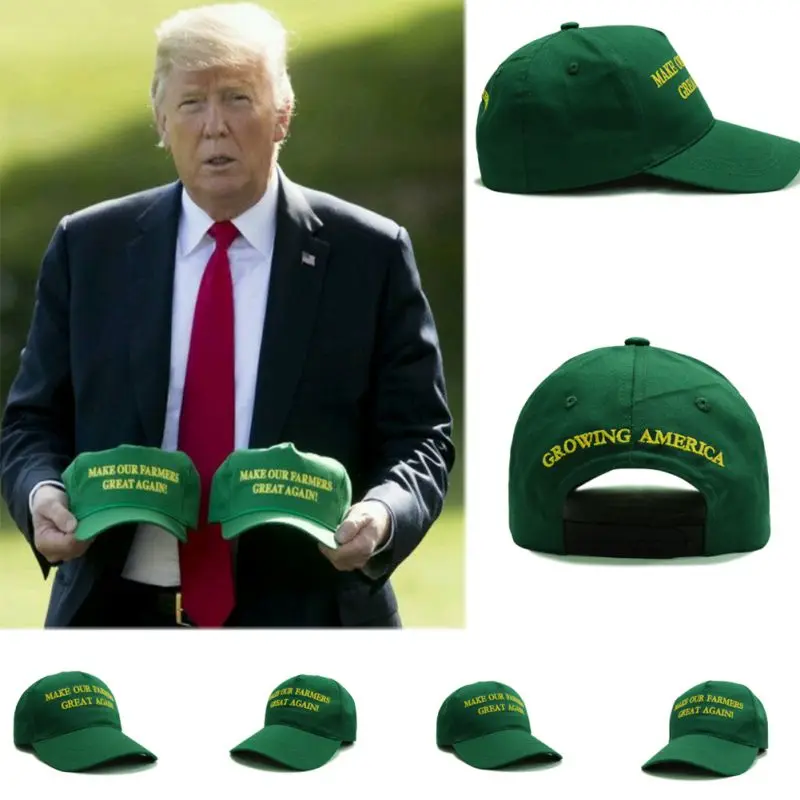 

Sports Tennis Cap Letter Embroidered Breathable Adjustable Cotton Snapback Hat Headwear American President Election Green
