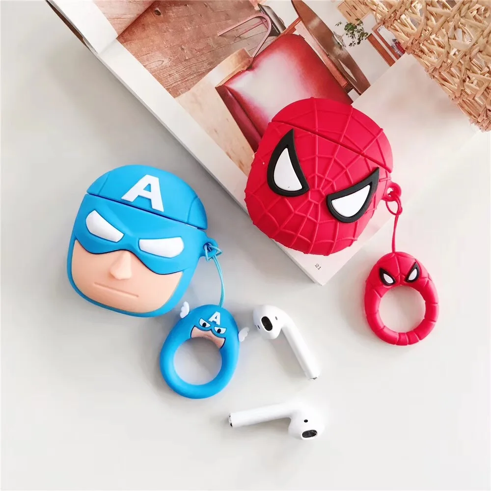 Marvel Avengers беспроводной с функцией Bluetooth, силиконовая кольцевая гарнитура для AirPods 1 2 зарядки наушников Venom Железный человек Человек-паук Халк чехол