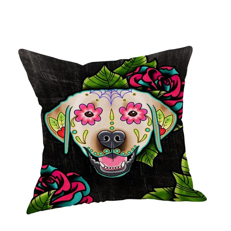 Dog Cotton Linen Cushion Cover Sofa Throw Pillow Case Home Decor06