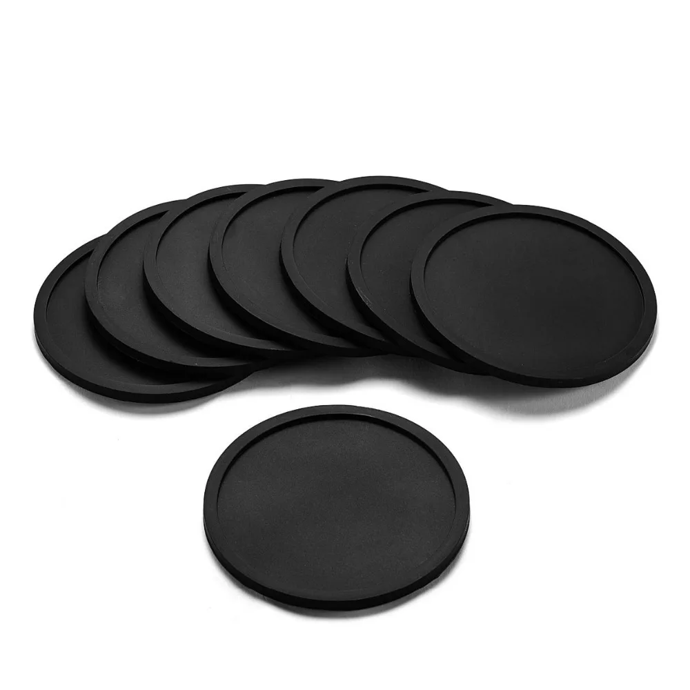 ULKNN Silicone Drink Coasters Set of 8 Non slip Round Soft Coaster